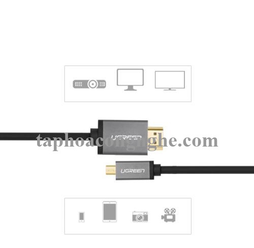 Ugreen 10143 3M màu Đen Cáp chuyển đổi Micro HDMI sang HDMI thuần đồng cao cấp HD109 30010143